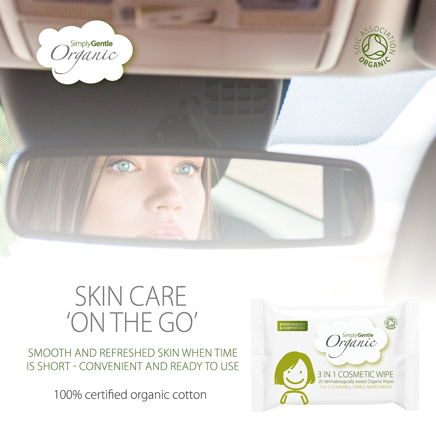 Simply Gentle Organic 3 in 1 Cosmetic Wipes