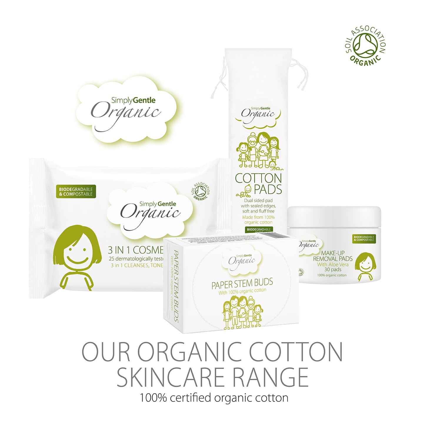 Simply Gentle Organic 3 in 1 Cosmetic Wipes